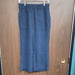 Hilary Radley Size S Blue High Rise Pull On Wide Leg Capri Pant